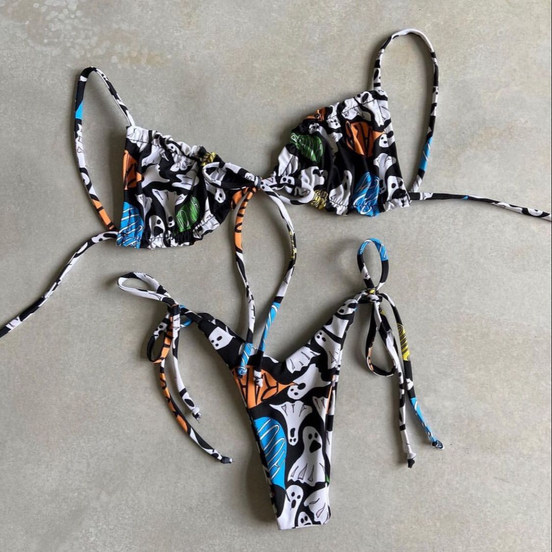 Low Waist Triangle Print Bikini Set