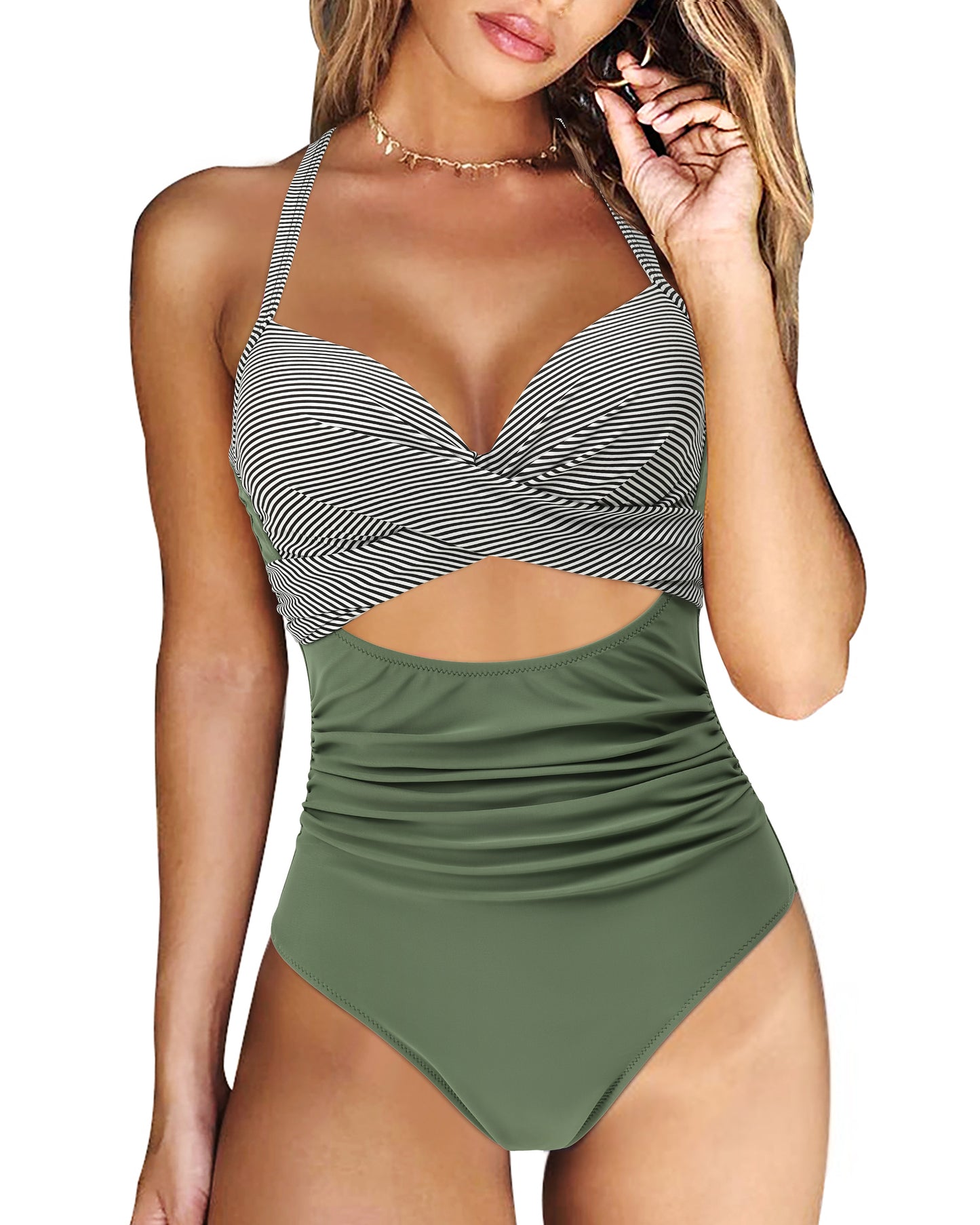 Push Up One Piece Swimsuit Women 2023 Cut Out Swimwear Female High Waist Beachwear XL Halter Monokini Women Swimsuit One Piece