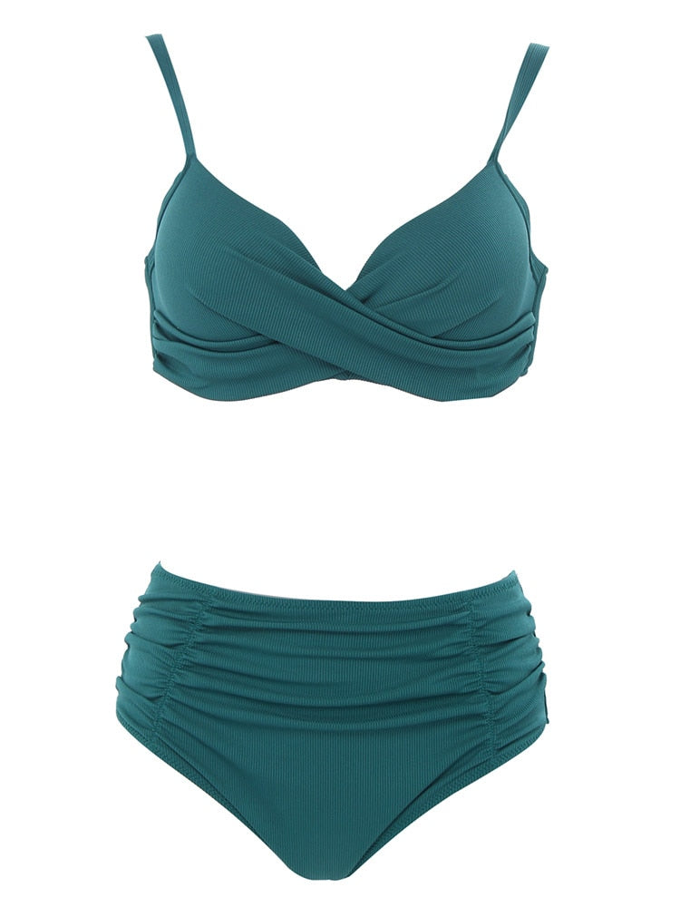 HOMGAO 2022 New Women Large Size Swimsuit Two Piece Bikini Set Sexy V-Neck Swimwear Bathing Suits Maillot De Bain Femme XL-4XL
