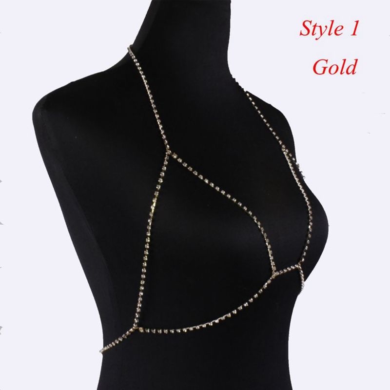 Sexy Women Shiny Crystal Rhinestone Bra Chest Body Chain Fashion Leg Chains Bikini Jewelry For Women Summer Beach Dress