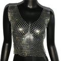 Rhinestone Mesh See-Through Crop Top