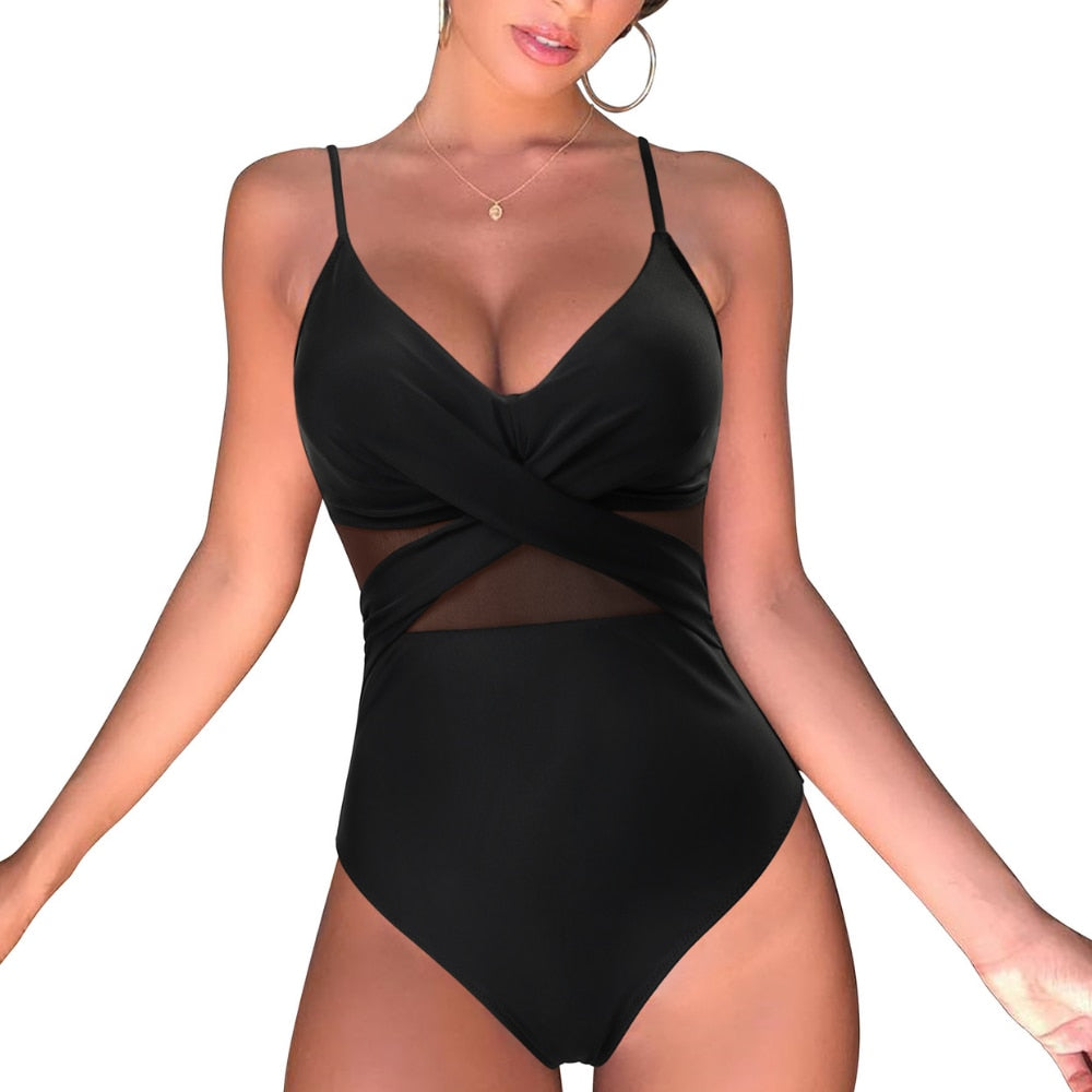 Push Up One Piece Swimsuit Women 2023 Cut Out Swimwear Female High Waist Beachwear XL Halter Monokini Women Swimsuit One Piece