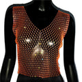 Rhinestone Mesh See-Through Crop Top