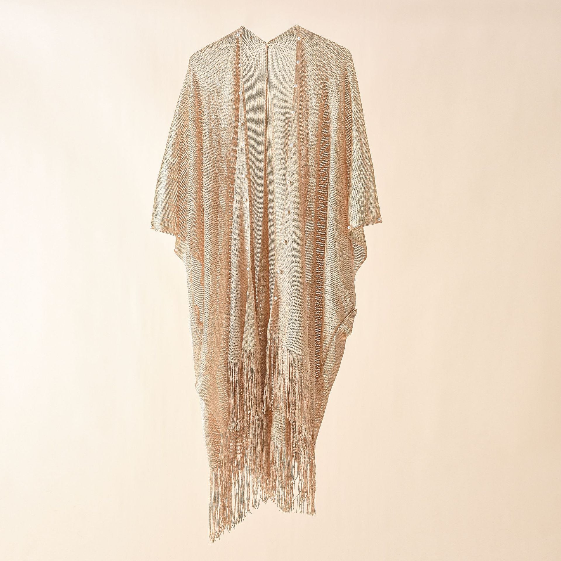 6 Colors Swimsuit Bikini Cover Up Solid Cardigan Tassel Pearls Decor Shawl Women Cape Cover Ups for Swimwear Women Pareo Plage