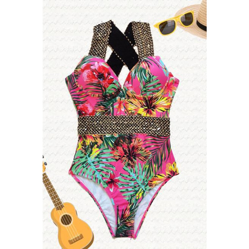 Sexy Push Up One Piece Swimsuit Women 2023 New Stitch Detail Swimwear Monokini Bodysuit Female Beachwear Swimming Bathing Suit