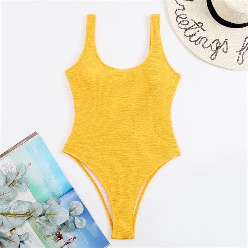 One Piece Swimsuit Women Sexy Solid Thong Swimwear 2023 New Monokini Beach Bathing Suit Brazilian Swimming Suits Female Summer L