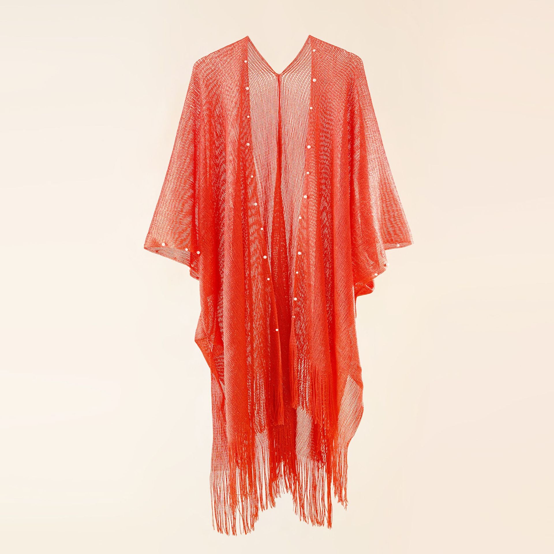 6 Colors Swimsuit Bikini Cover Up Solid Cardigan Tassel Pearls Decor Shawl Women Cape Cover Ups for Swimwear Women Pareo Plage