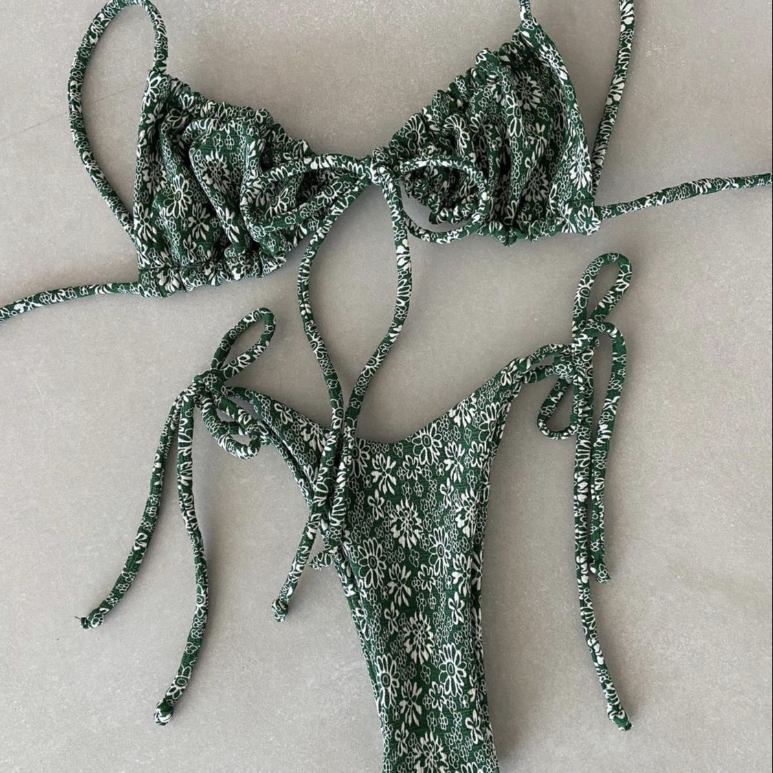 Low Waist Triangle Print Bikini Set