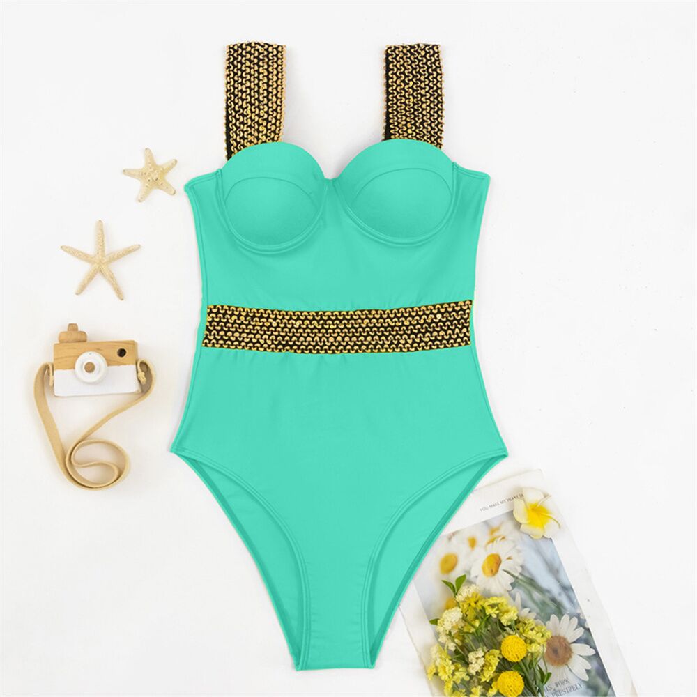 Sexy Push Up One Piece Swimsuit Women 2023 New Stitch Detail Swimwear Monokini Bodysuit Female Beachwear Swimming Bathing Suit