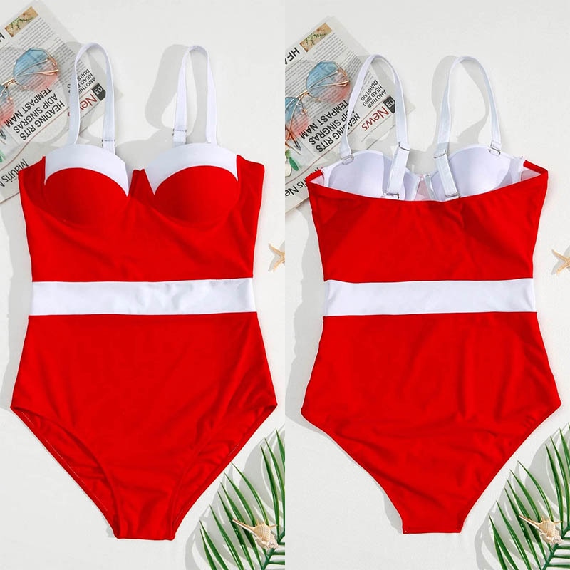 Riseado Sexy Push Up One Piece Swimsuit Colorblock Swimwear Women 2023 Underwire Bodysuit Bathing Suit Swimming Suit For Women