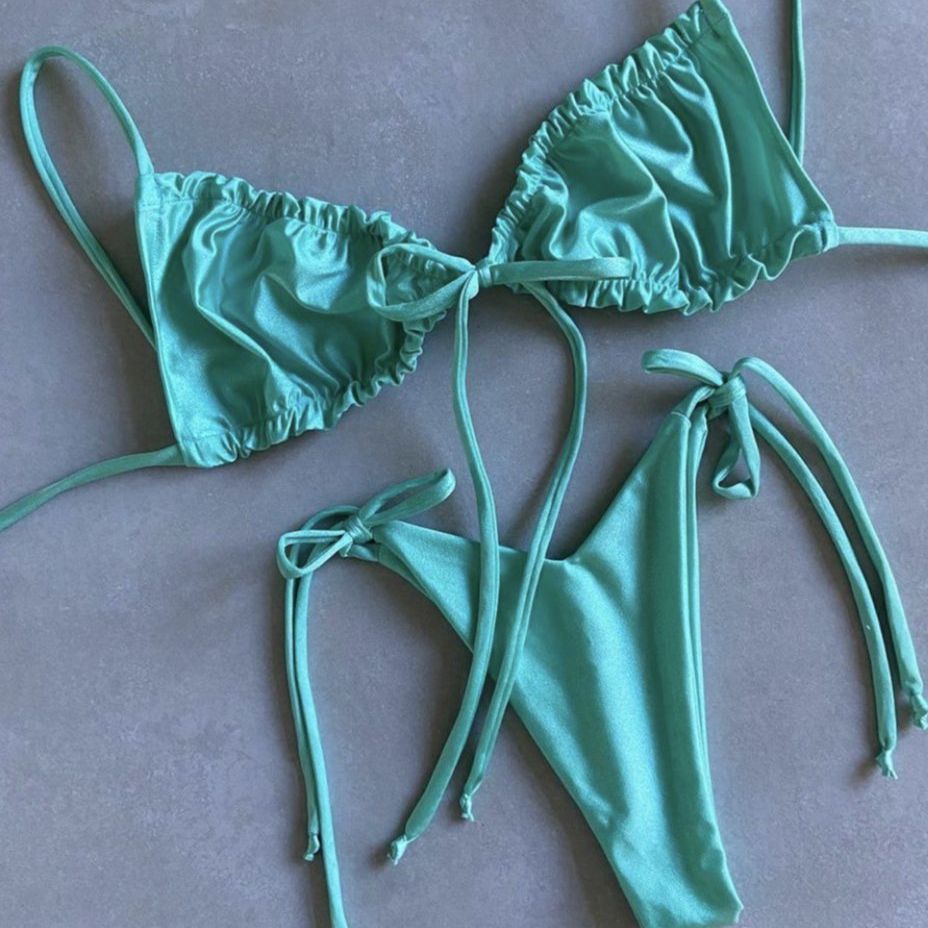 Low Waist Triangle Print Bikini Set