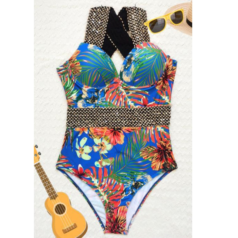 Sexy Push Up One Piece Swimsuit Women 2023 New Stitch Detail Swimwear Monokini Bodysuit Female Beachwear Swimming Bathing Suit