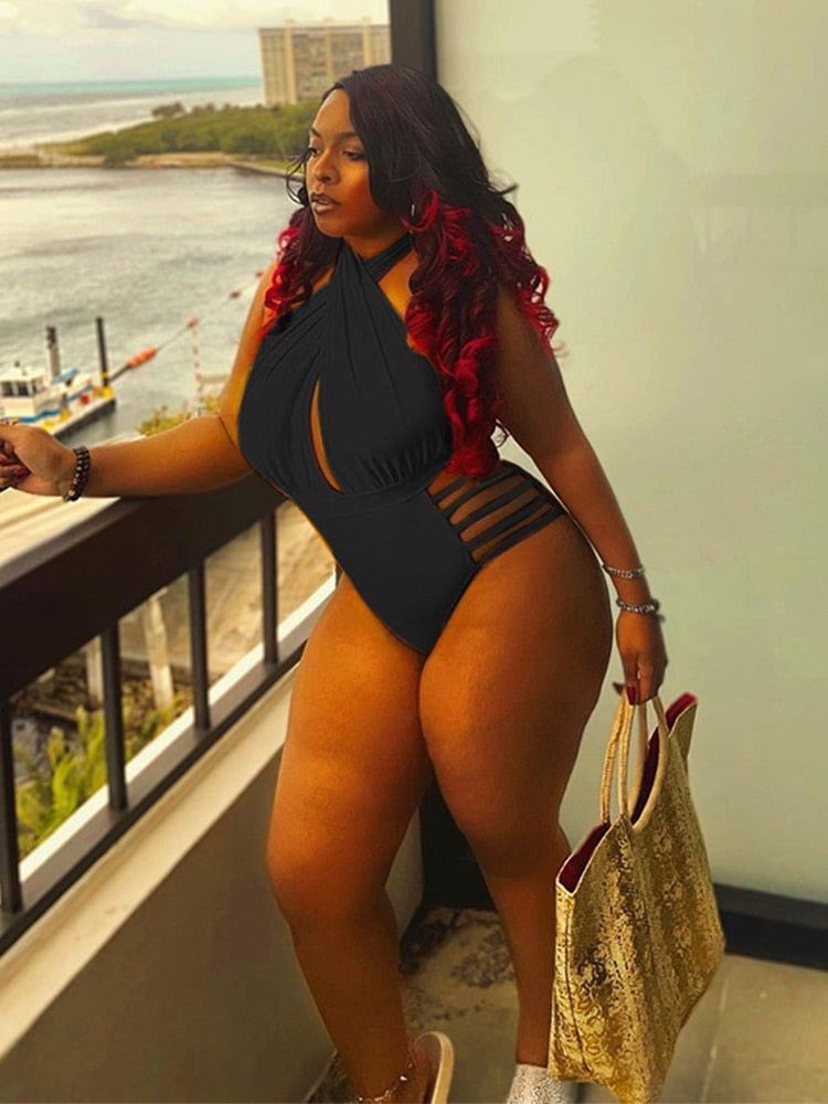 Summer Sexy Outfits for Woman Clothing Backless One Piece Bikini Plus Size Halter Swimsuit 4xl Wholesale Bulk Dropshipping