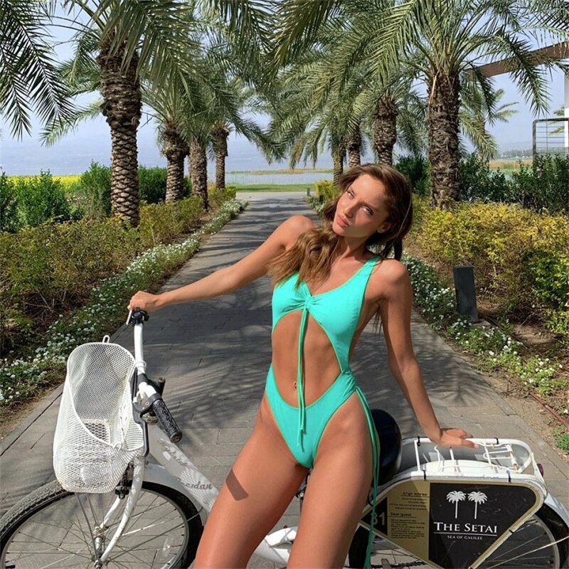 New One-Piece Swimsuit Bikini Suit Women's Bikini Plus Size Swimsuit Solid Color Gathering Sexy Bikini Without Steel Bra Bra Pad