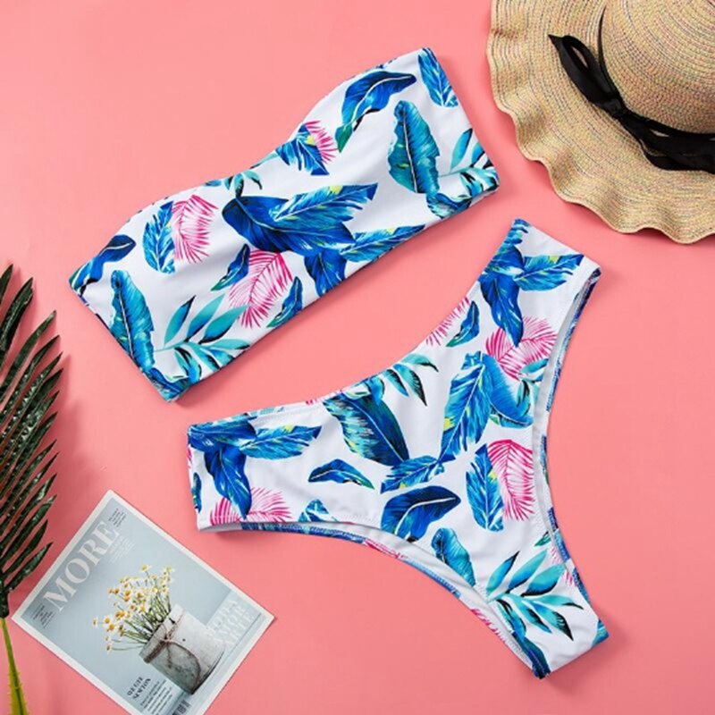 Snake Print Bikini Plus Size Bandeau Bikini Tube Top Swimsuit Women Large Sizes Swimwear Vintage Swimming Suit 2022 Sexy Bikini