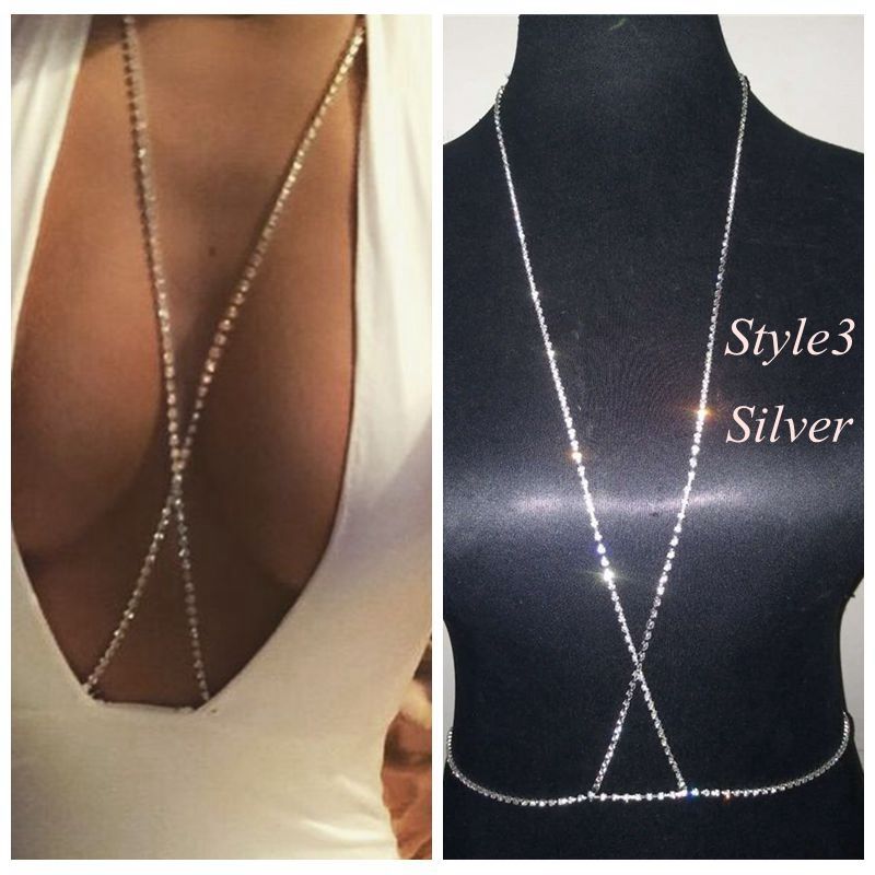 Women Summer Sexy Shiny Crystal Rhinestone Bra Chest Body Chain Bikini Jewelry  Leg Chains for Women Summer Beach Dress Sexy