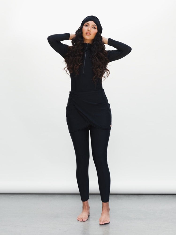 3PCS women muslim swimwear long sleeve swimsuit muslimah swimming burkini turban pants maillots de bains musulmans maillot femme