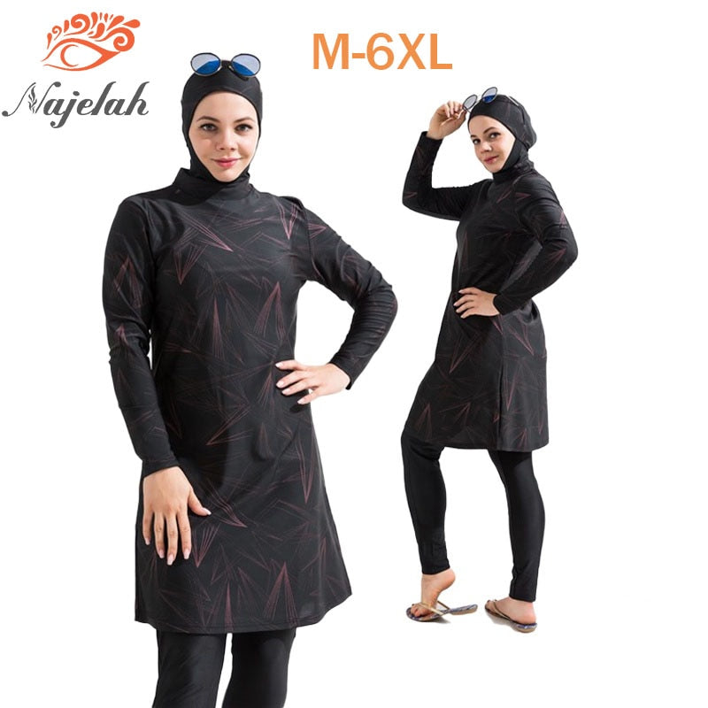 Burkini Muslim Black Cover Ups For Swimwear Women Hijab 3pcs Modest Swimsuit Islamic Long Sleeve Swimming Bathing Full Suit Swim