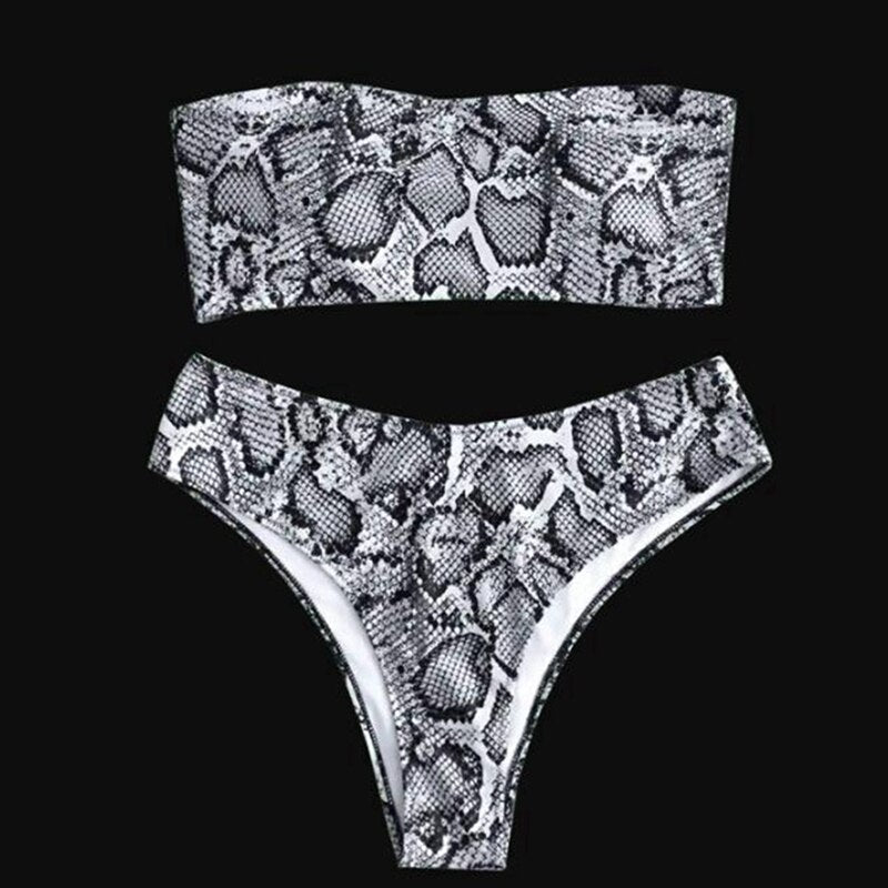 Snake Print Bikini Plus Size Bandeau Bikini Tube Top Swimsuit Women Large Sizes Swimwear Vintage Swimming Suit 2022 Sexy Bikini