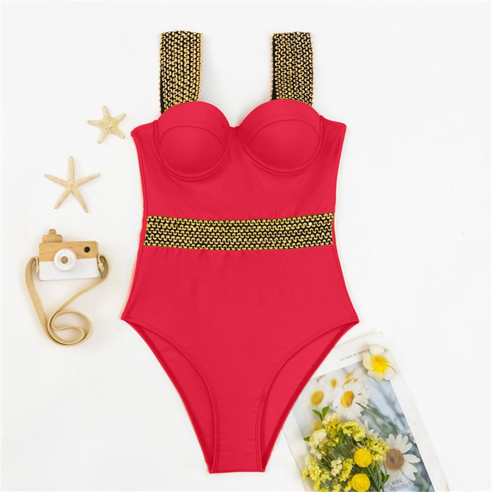 Sexy Push Up One Piece Swimsuit Women 2023 New Stitch Detail Swimwear Monokini Bodysuit Female Beachwear Swimming Bathing Suit