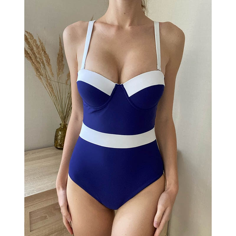 Riseado Sexy Push Up One Piece Swimsuit Colorblock Swimwear Women 2023 Underwire Bodysuit Bathing Suit Swimming Suit For Women