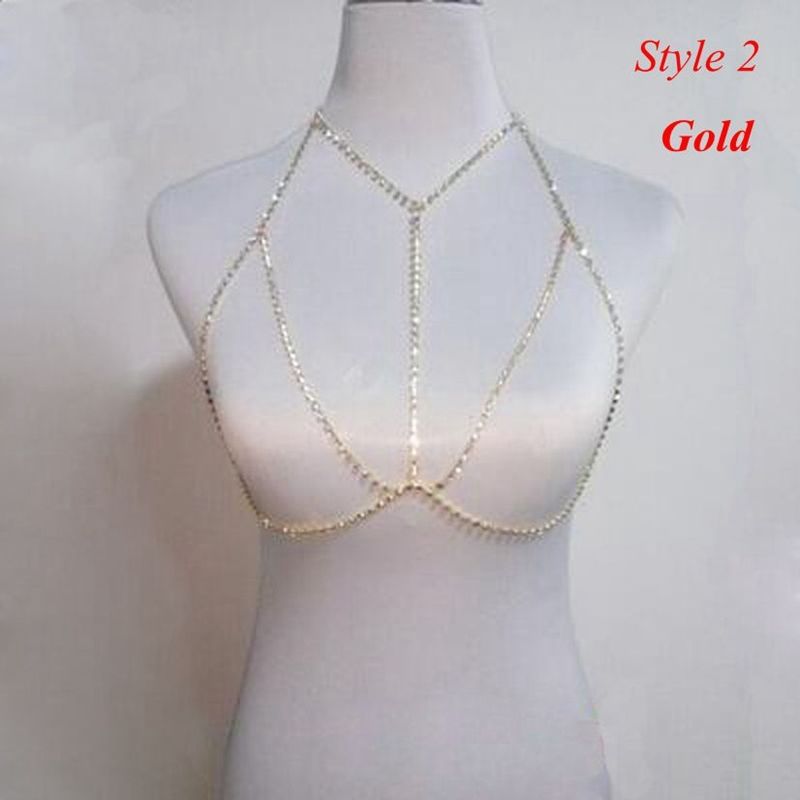 Sexy Women Shiny Crystal Rhinestone Bra Chest Body Chain Fashion Leg Chains Bikini Jewelry For Women Summer Beach Dress