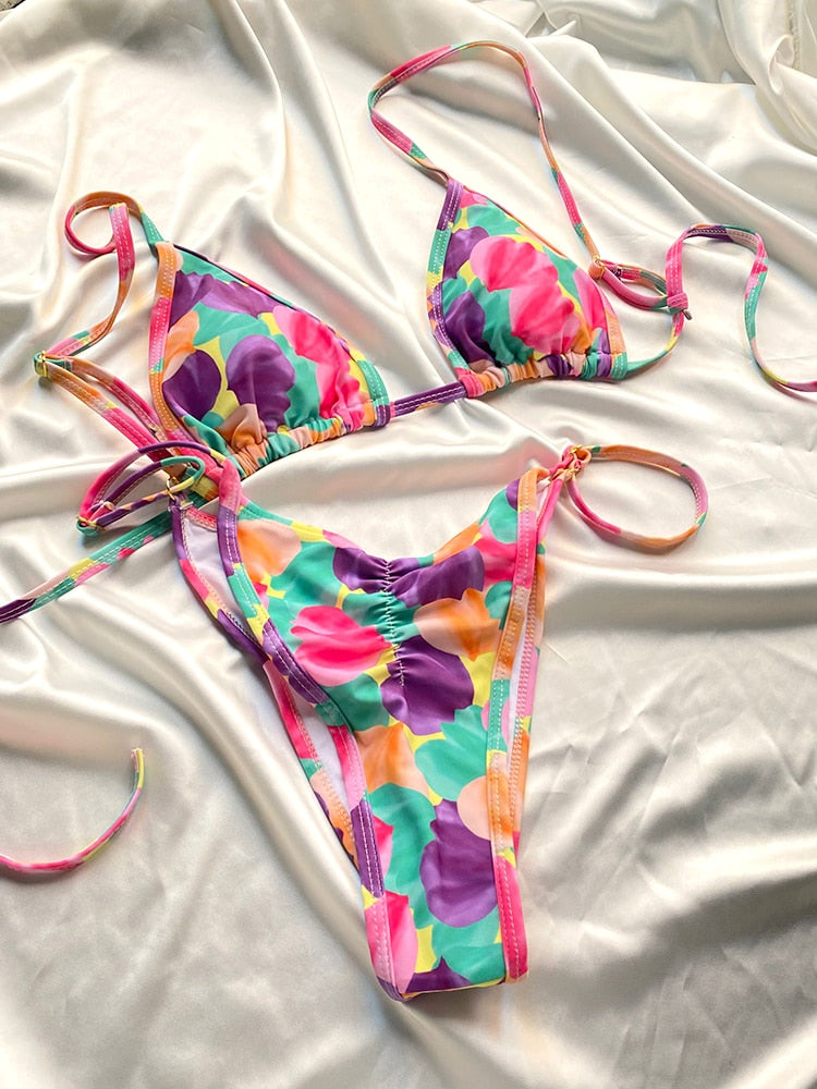 Tie Dye Bandage Print Bikini Set