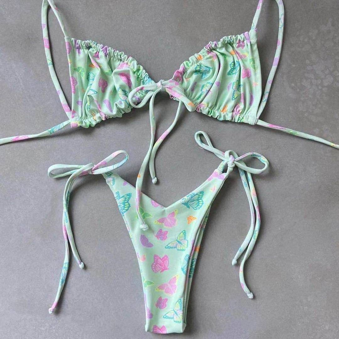 Low Waist Triangle Print Bikini Set