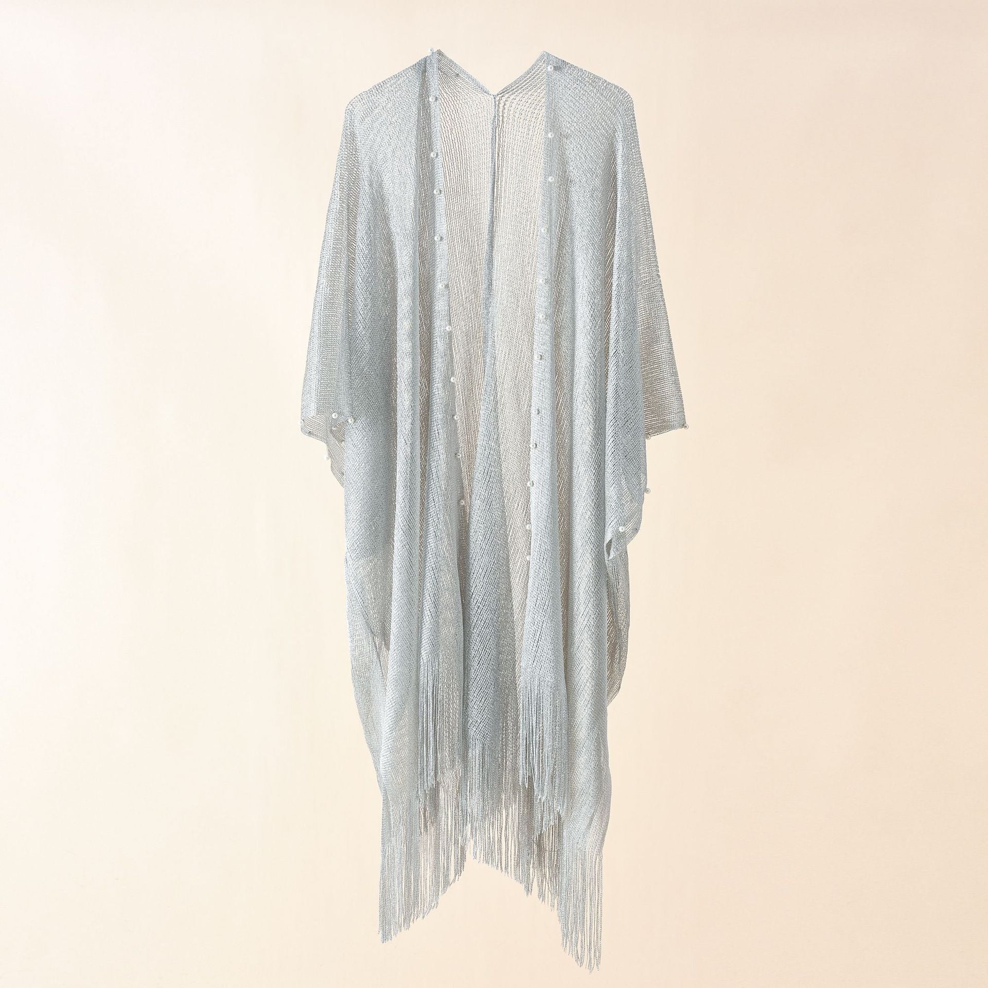 6 Colors Swimsuit Bikini Cover Up Solid Cardigan Tassel Pearls Decor Shawl Women Cape Cover Ups for Swimwear Women Pareo Plage
