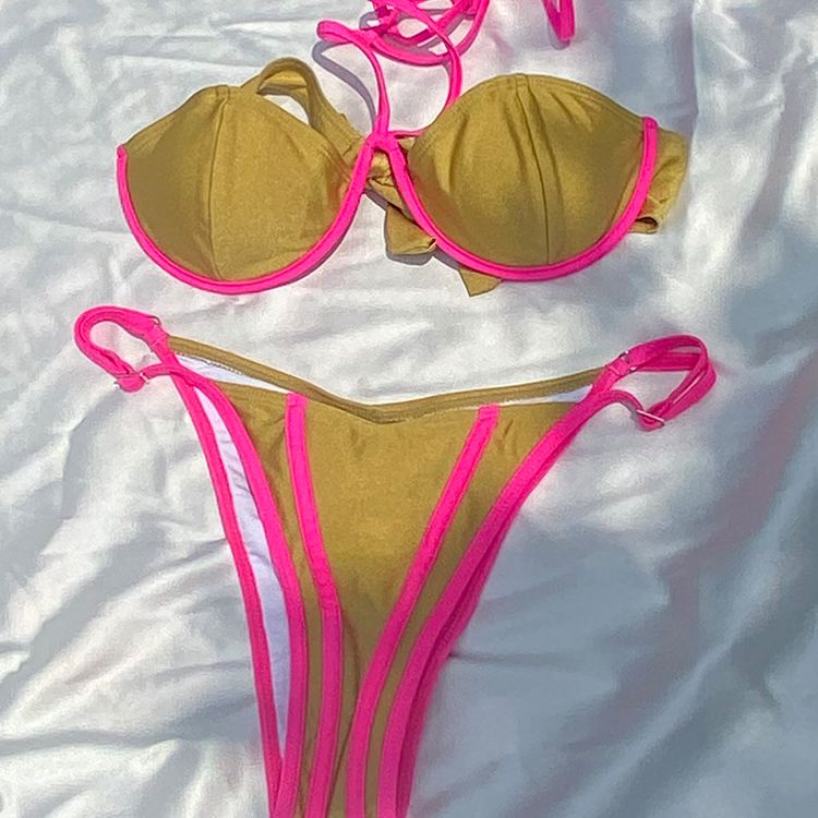 Leopard Patchwork Print Bikini Set