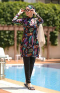 Muslim Swimwear Women Printed Stretch Full Cover Lslamic Clothes 3 piece Hijab Long Sleeves Sport Swimsuit Burkinis Bathing Suit