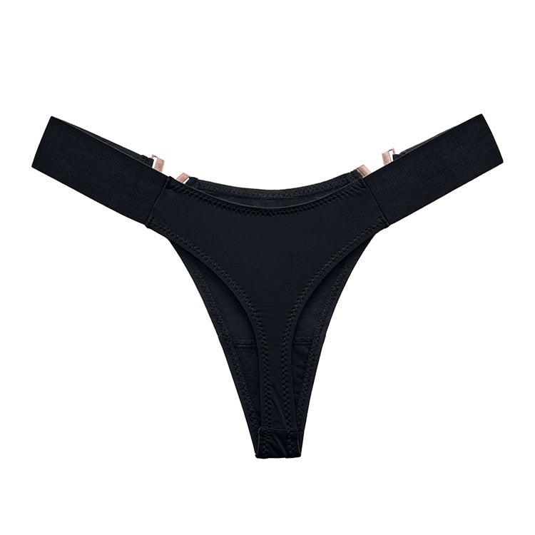 Metal Decor V-Shape High Fork Thong Briefs