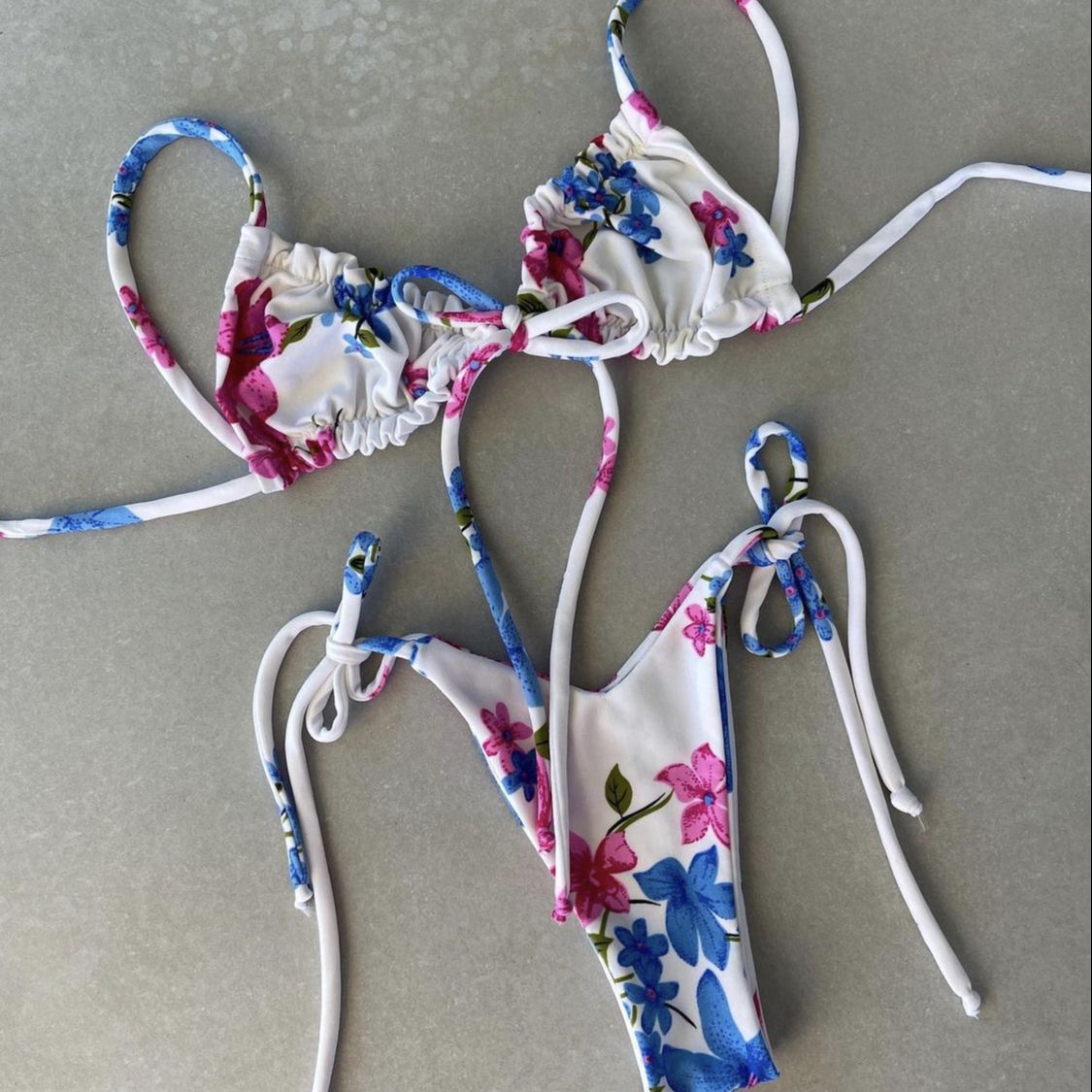 Low Waist Triangle Print Bikini Set