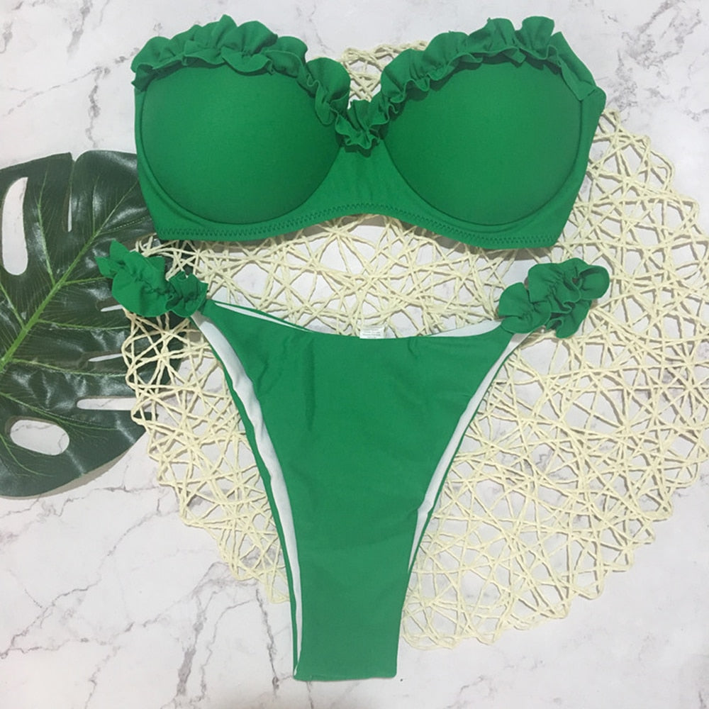 Leopard Brazilian Push Up Bikini Set