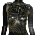 Rhinestone Mesh See-Through Crop Top