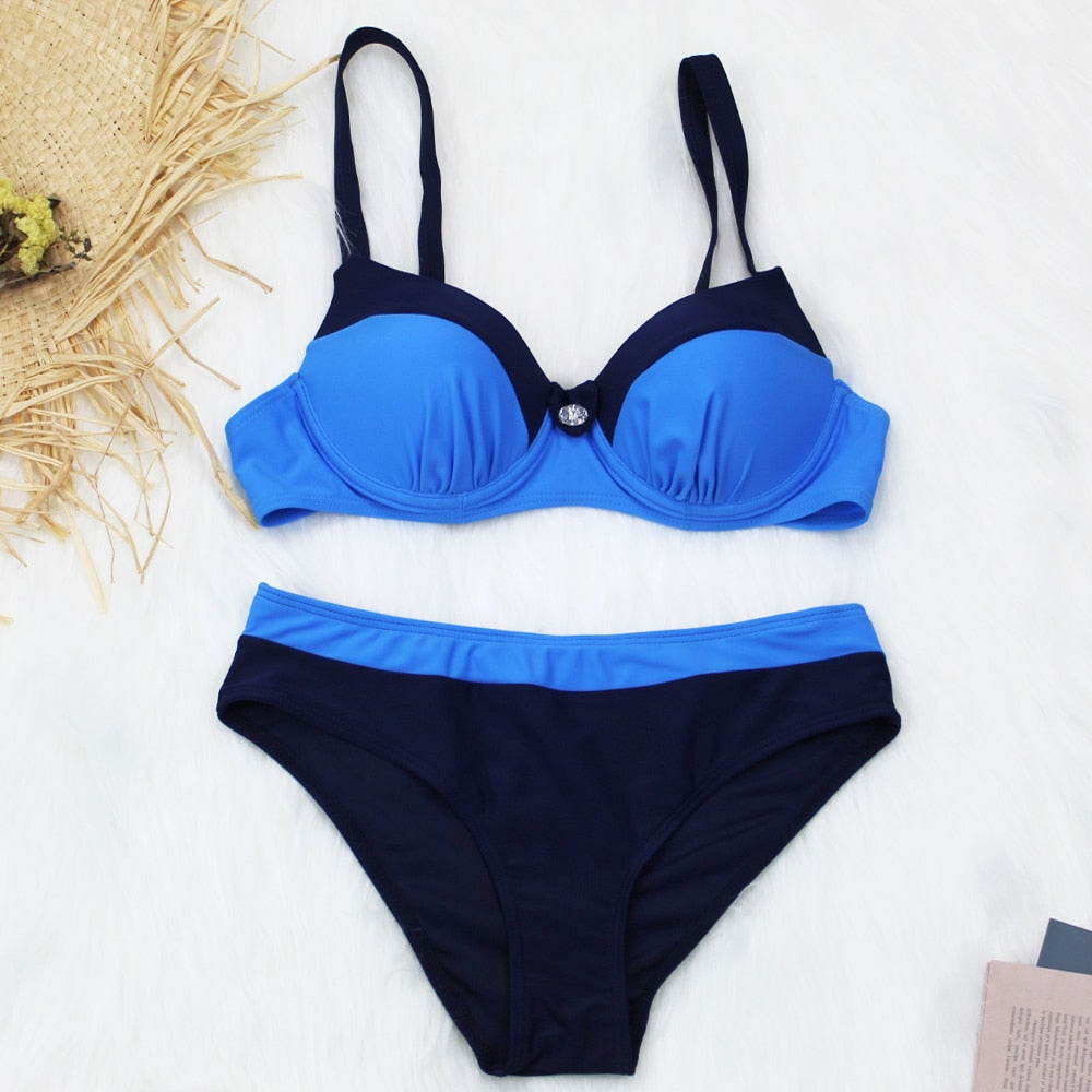 Women Swimwear Two Piece Bikini 2022 Swimsuit Sexy Push Up  Solid Biquini Bathing Suits Summer Beach Wear S~XL