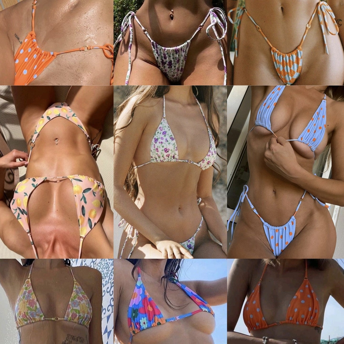 Spoondrift Sexy Floral Micro Thong Bikini Sets for Women Cute Triangle High Cut Bathing Suits Swimsuits 2022 Biquini Swimwear