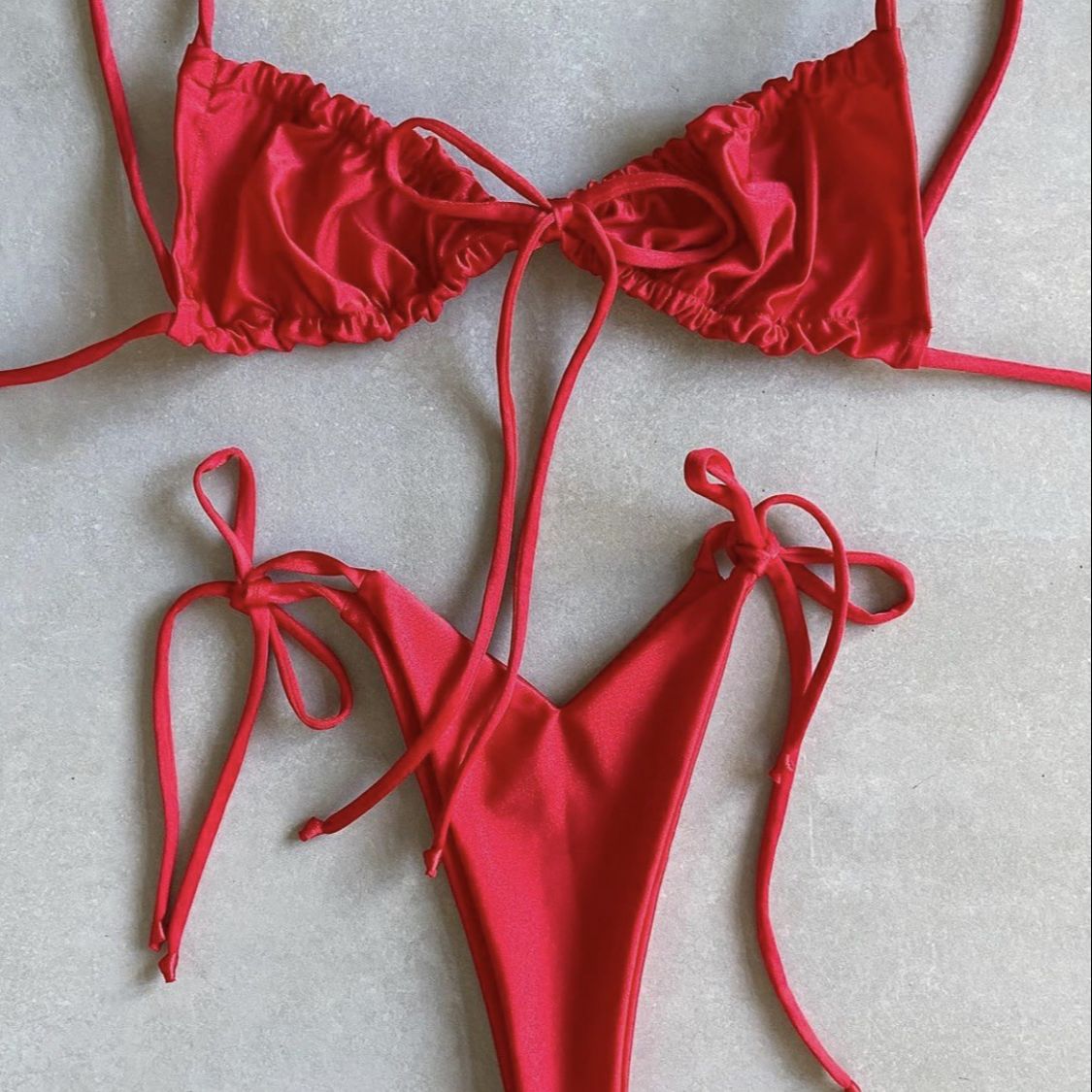 Low Waist Triangle Print Bikini Set