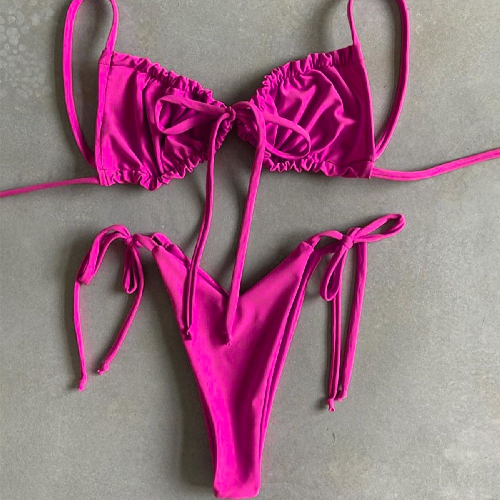 Low Waist Triangle Print Bikini Set