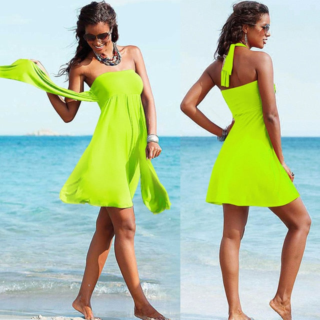 Sexy Women's Bikini Bandage Beach dress worn in many ways Seaside holiday skirt YF002