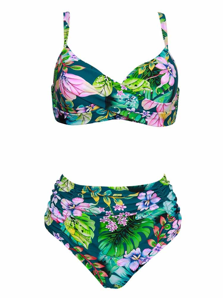 HOMGAO 2022 New Women Large Size Swimsuit Two Piece Bikini Set Sexy V-Neck Swimwear Bathing Suits Maillot De Bain Femme XL-4XL