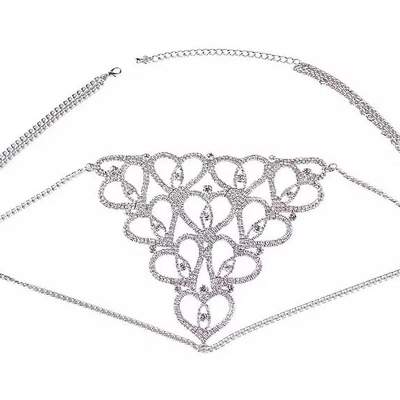 2021 Sexy Rhinestone Chain Thong Panties Bikini Jewelry for Women Luxury Heart Lingerie Crystal Body Chain Thong Jewelry Harness