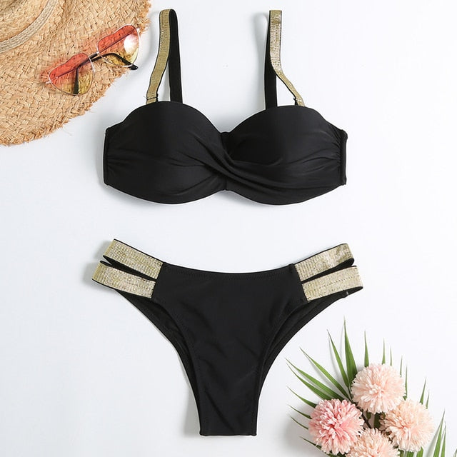 Vintage Retro Patchwork Micro Thong Bikini