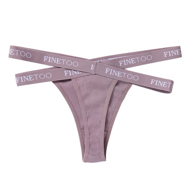 Low Waist Letter Belt Cotton G-String Thong