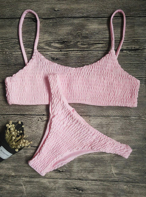 Yellow Ruffle Crochet Triangle Bikini Set
