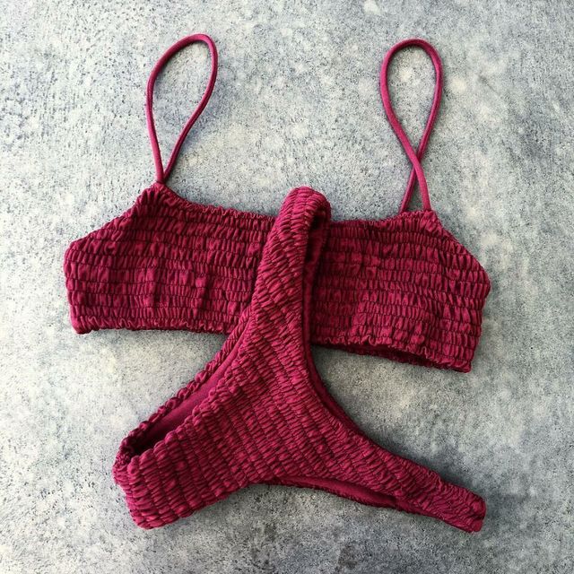 Yellow Ruffle Crochet Triangle Bikini Set