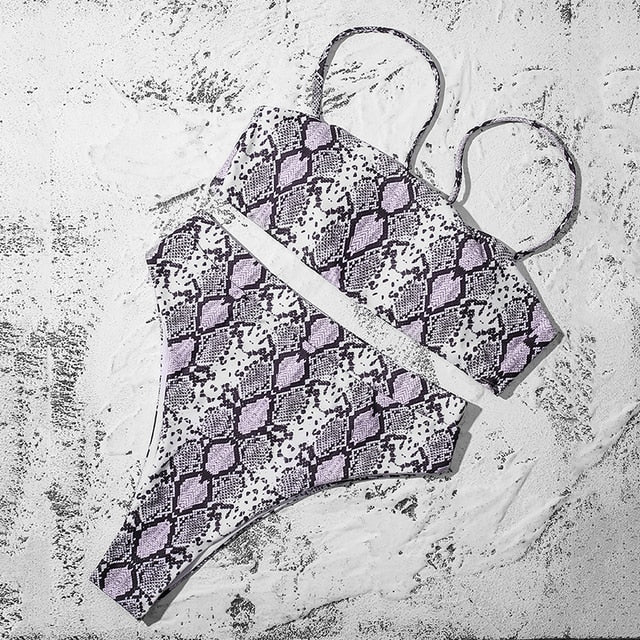 Solid Padded Strappy High Waist Bikini Set
